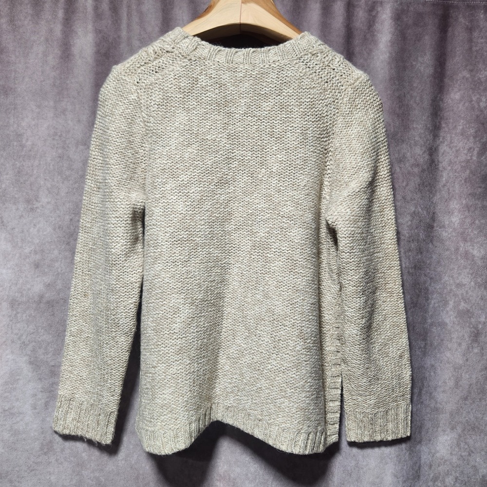 womens MADEWELL crewneck Cable-Knit Sweater sz L beige/oatmeal Alpaca/Wool blend - Picture 6 of 8